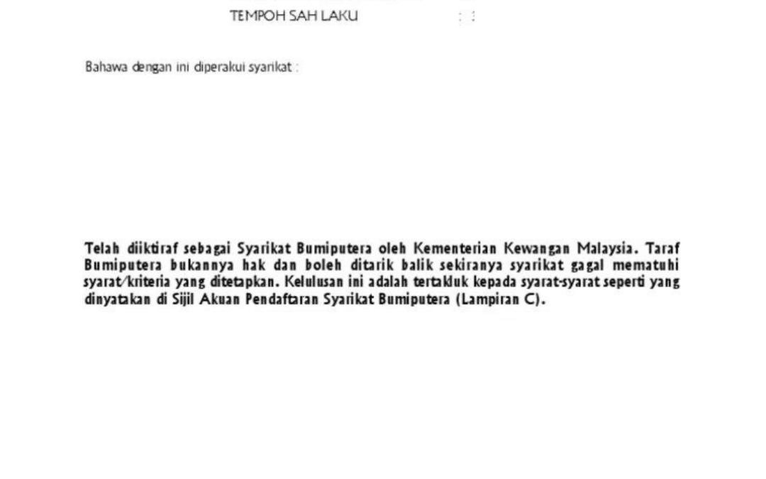 Jom Daftar Sijil Taraf Bumiputera
